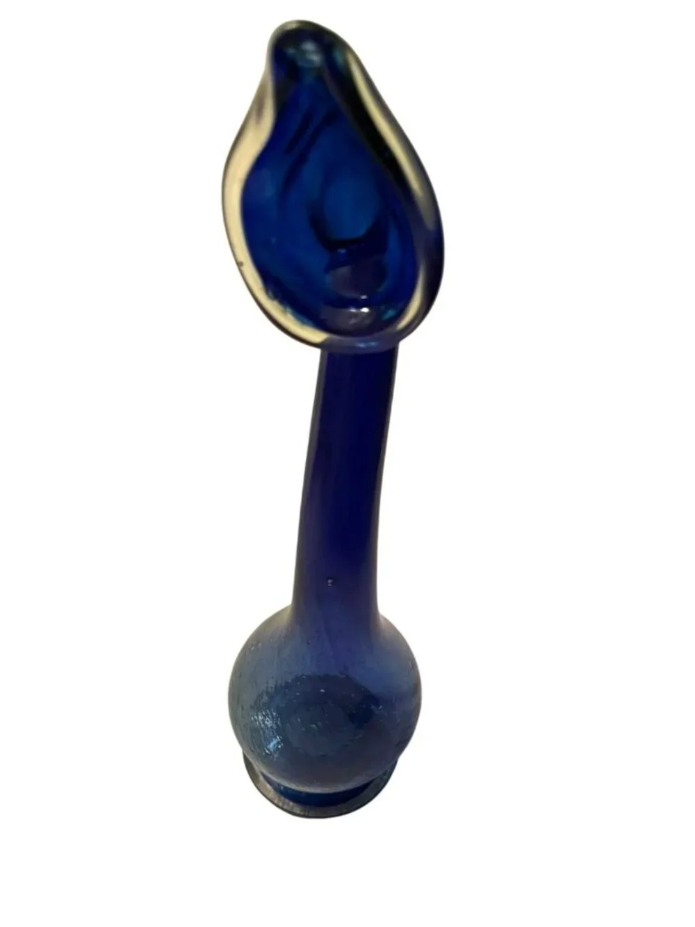 Vintage Cobalt Blue Swirl Glass Tear Catcher Vase Middle Eastern Rare JH1880